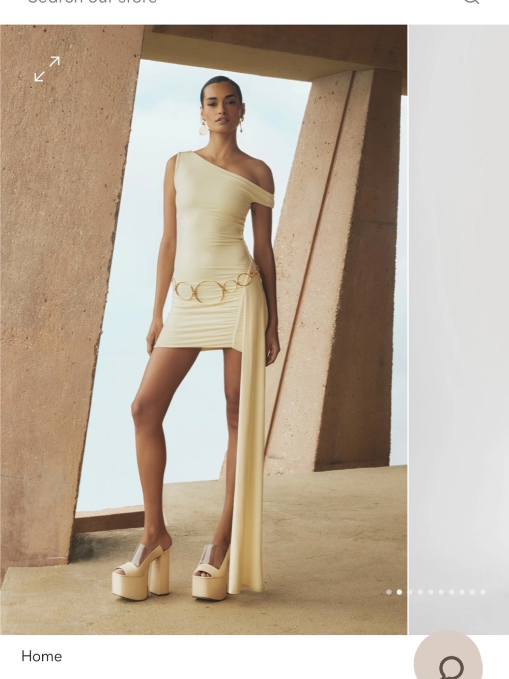 MESHKI Sierra Off Shoulder Mini Dress in Lemon